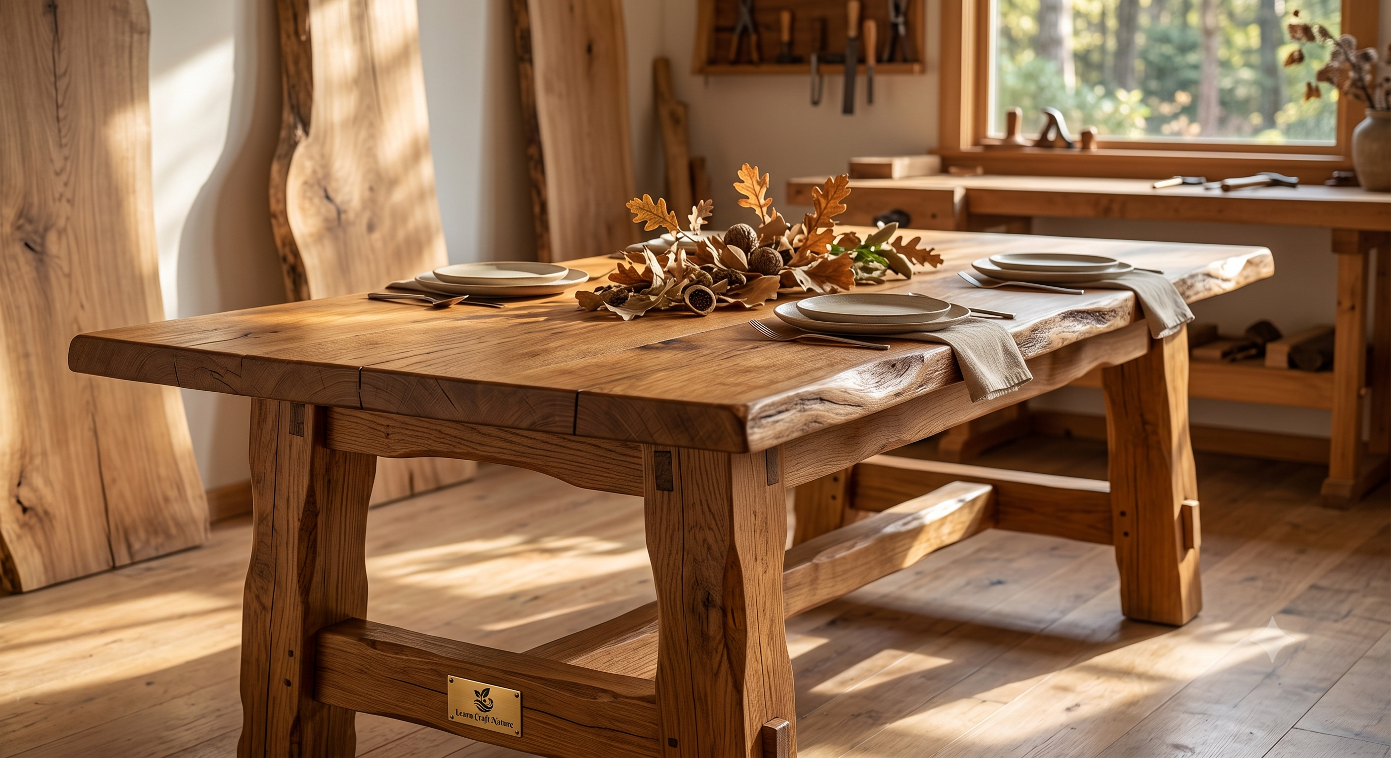 Handcrafted Oak Dining Table